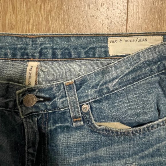 RAG & BONE Boyfriend Jeans Distressed in Moss Color - Size 27 - Picture 3 of 11